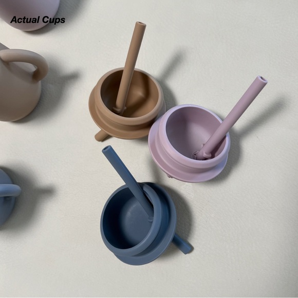 GUC: 3 MUSHIE SILICONE TRAINING CUPS IN LILAC, NATURAL AND TRADEWINDS BLUE (O/S) - Picture 11 of 13